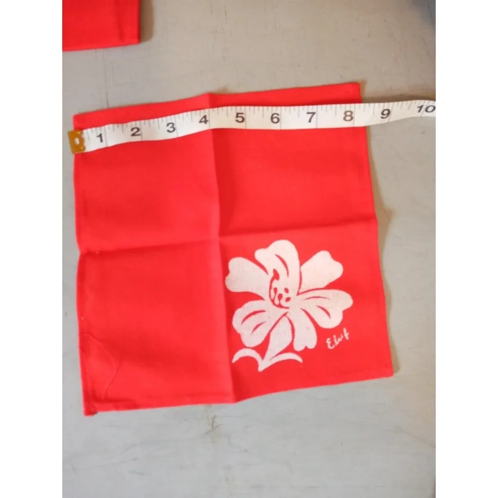 Cotton Red Cloth Cocktail  Napkins Set of 6 Pretty For Holidays 10